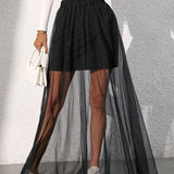 Jupe longue fluide transparente style vacances femme