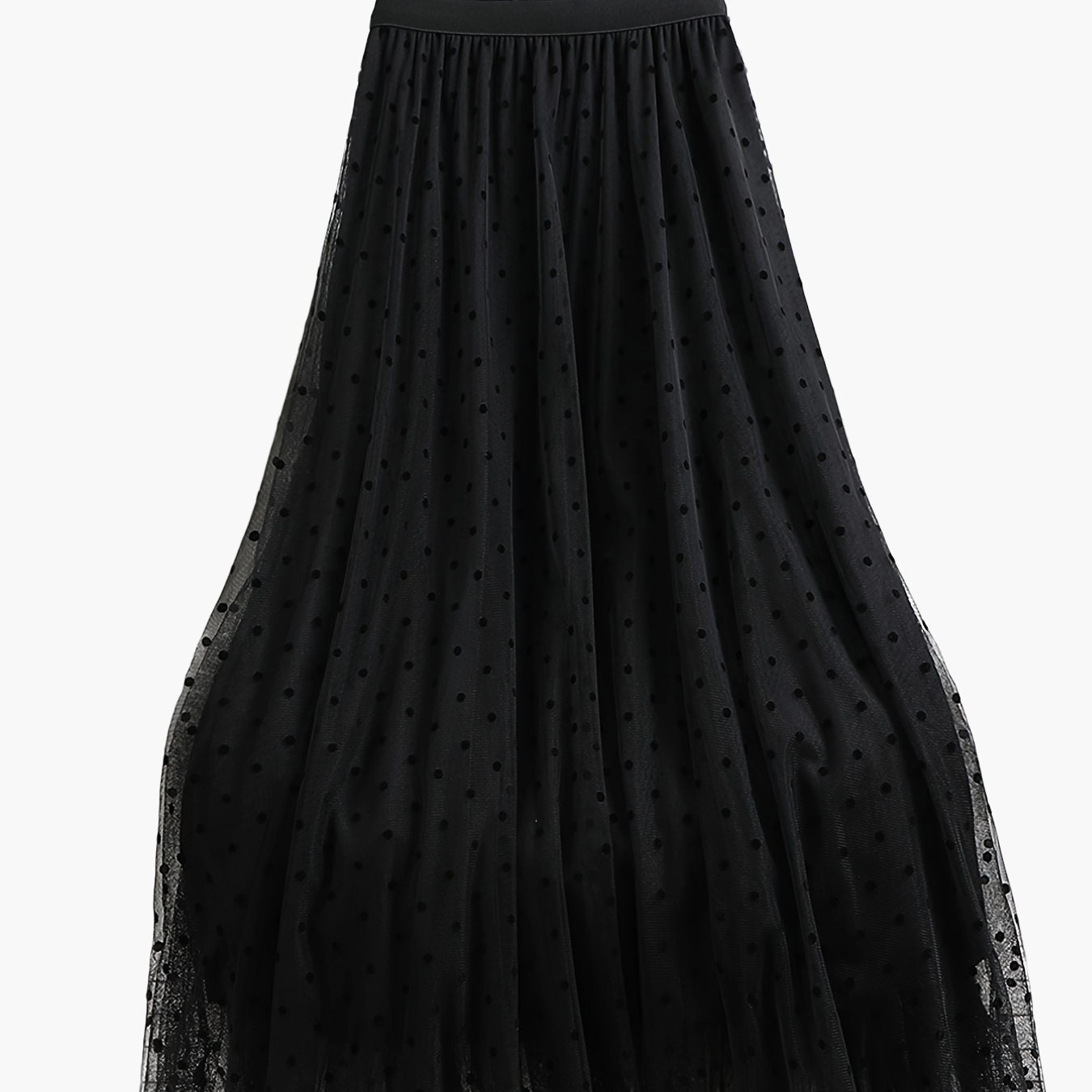 Jupe midi élégante à pois pour femme, style évasé chic, idéale pour le printemps et l'été