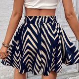 Jupe short décontractée femme à motif géométrique style estival