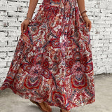 Jupe longue bohème à motif floral pour femme, style été élégant