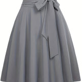 Jupe patineuse femme chic à taille haute avec ceinture nouée – Style élégant pour toutes occasions