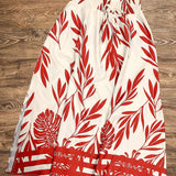Ensemble féminin style vacances chic à motifs tropicaux - Haut sans manches et jupe longue avec taille froncée