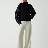 Alma | Oversize-Dolcevita-Pullover z detalami Piqué