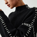Alma | Oversize-Dolcevita-Pullover z detalami Piqué