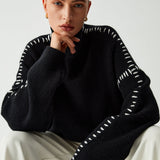 Alma | Oversize-Dolcevita-Pullover z detalami Piqué