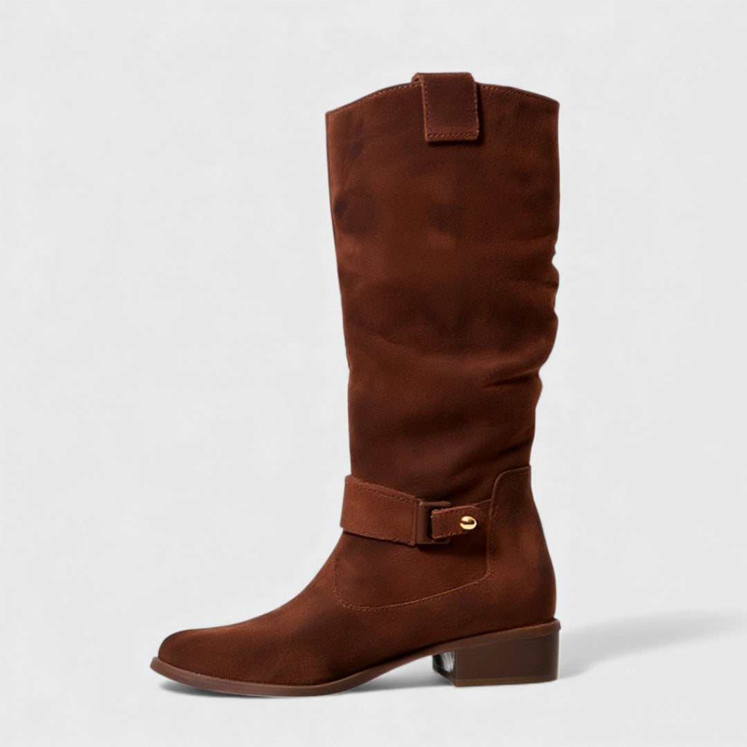 BelleVie | Eleganckie Botki ze Skóry Zamszowej