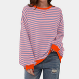 Oversized Striped Long Sleeve T-Shirt dla Kobiet