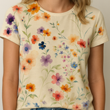 Kobiece Vintage Kwiatowe T-Shirt