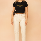 Maja | Krótki T-shirt z napisem w stylu college