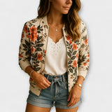 Kaelin - Elegancka kurtka bomber z kwiatami