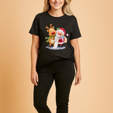 Glenda | T-shirt z reniferem w świątecznej czapce