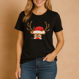 Glenda | T-shirt z reniferem w świątecznej czapce