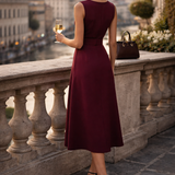 Elena - Sukienka damska bez rękawów elegancka z paskiem
