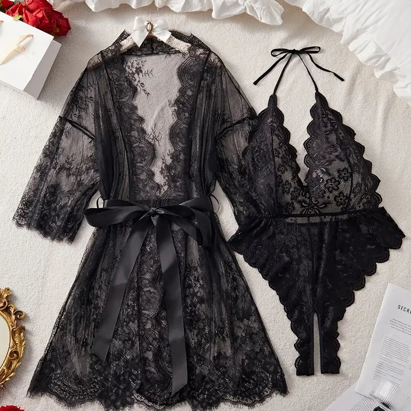 Lena - Koronkowy body z głębokim dekoltem