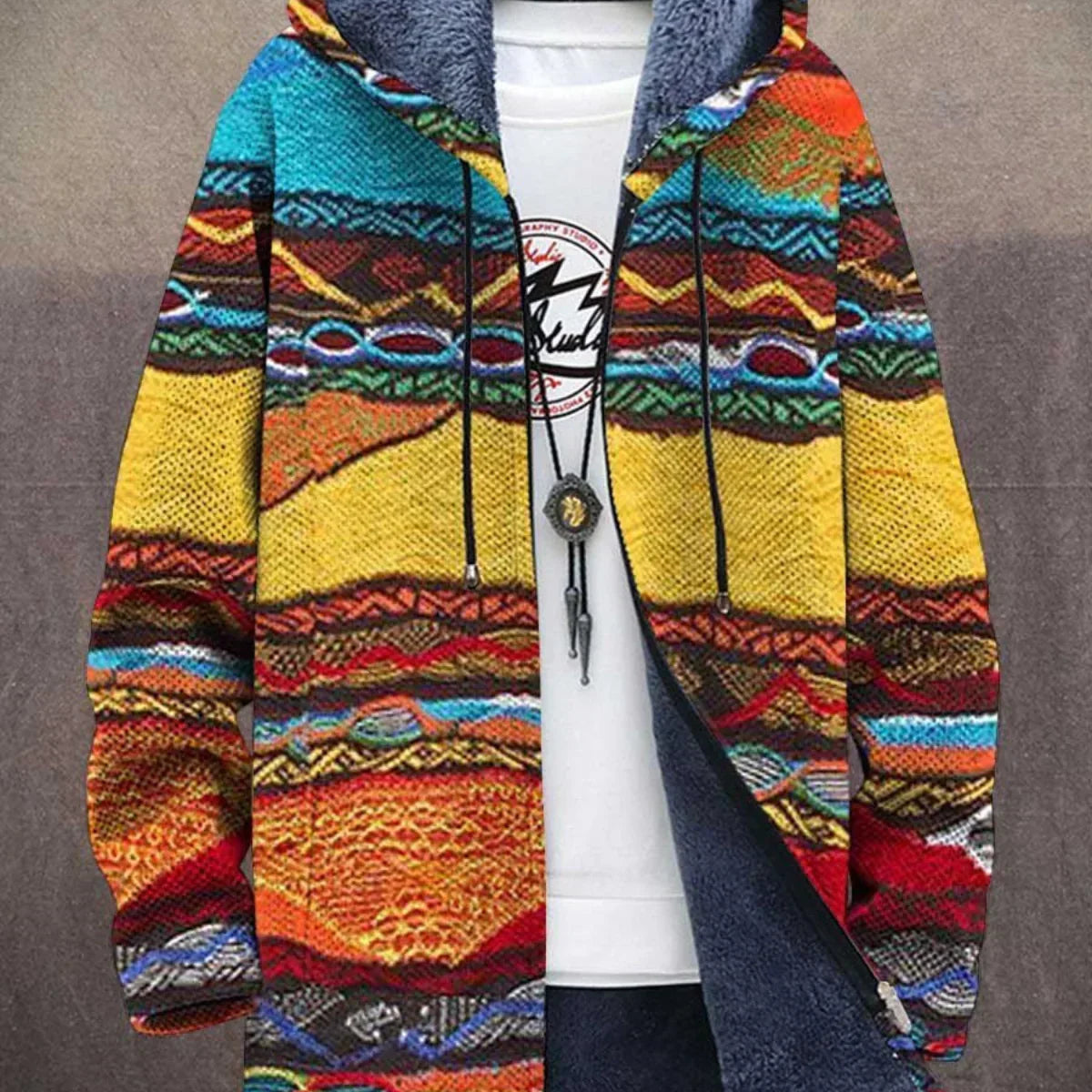 Delilah | Luksusowa kurtka z kapturem inspirowana sztuką, z zamkiem błyskawicznym