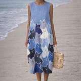 Halina | Sukienka Midi Patchwork z Kotkami