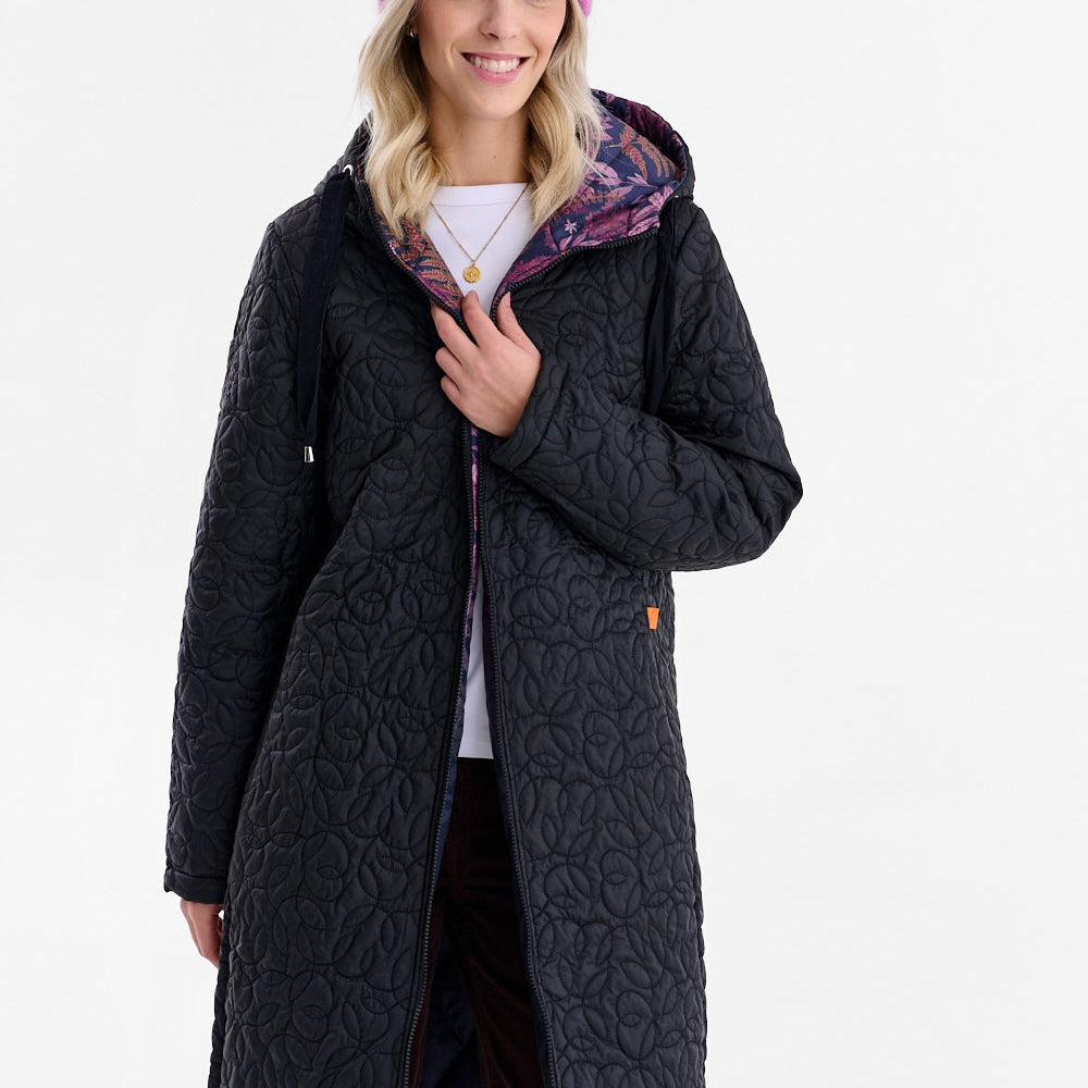 Dwustronny płaszcz pikowany Fern Flower