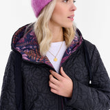 Dwustronny płaszcz pikowany Fern Flower