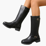 Bottes hautes à boucle style cavalier pour femme - Élégance urbaine et confort quotidien