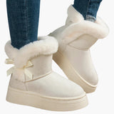 Bottes d'hiver femme style décontracté avec doublure chaude et nœud décoratif
