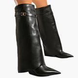Bottes Femme Pointues à Talon Plat Style Moderne et Élégant