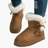 Bottes d'hiver femme style décontracté avec doublure chaude et nœud décoratif
