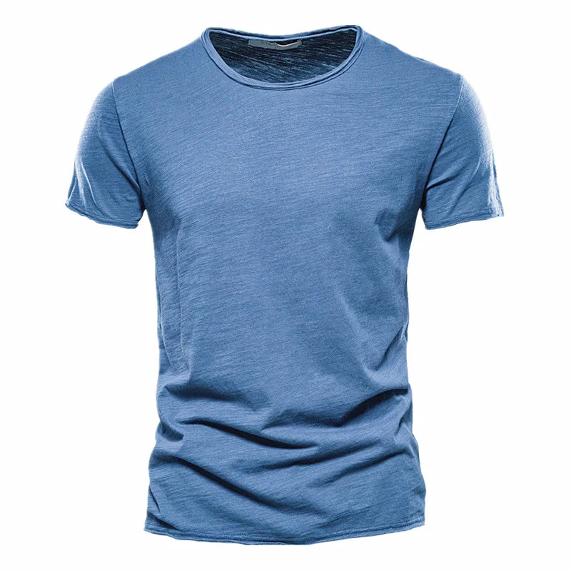 Męski Dopasowany T-shirt Okrągły Dekolt Krótki Rękaw Jednolity Kolor T-shirt | Codzienny