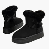 Bottes d'hiver femme style décontracté avec doublure chaude et nœud décoratif