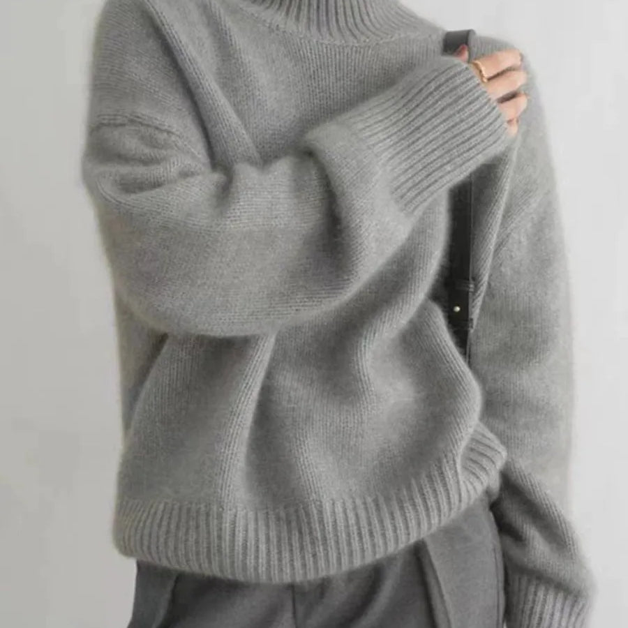 Zoey - Oversize Sweter z Wysokim Kołnierzem