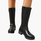 Bottes hautes à boucle style cavalier pour femme - Élégance urbaine et confort quotidien