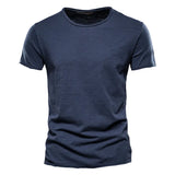 Męski Dopasowany T-shirt Okrągły Dekolt Krótki Rękaw Jednolity Kolor T-shirt | Codzienny