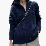 Gilet zippé torsadé style décontracté pour femme