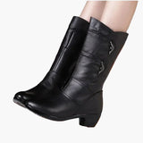 Bottes d'hiver femme à talon bloc style militaire avec doublure chaude