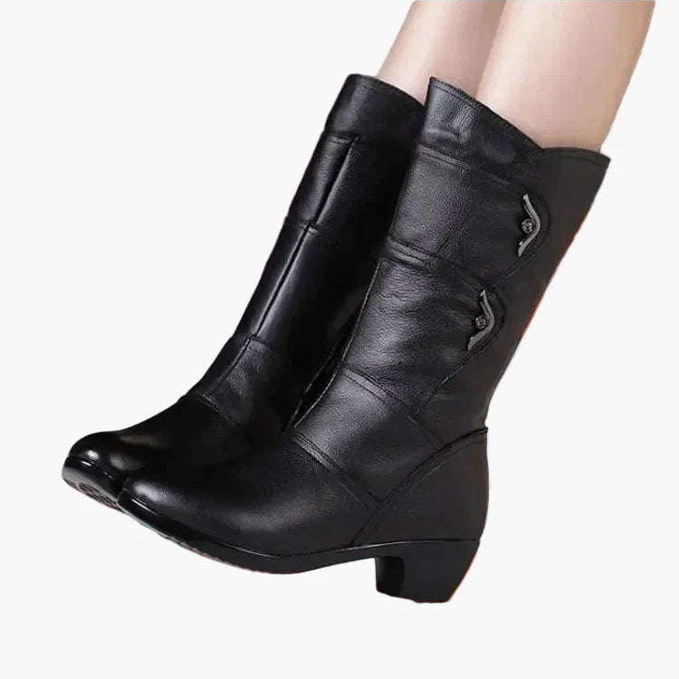 Bottes d'hiver femme à talon bloc style militaire avec doublure chaude