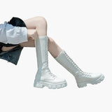 Bottes hautes à lacets style gothique pour femme – Look tendance et urbain