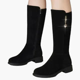 Bottes hautes femme élégantes avec fermeture éclair décorative pour l'automne et l'hiver