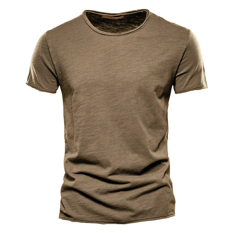 Męski Dopasowany T-shirt Okrągły Dekolt Krótki Rękaw Jednolity Kolor T-shirt | Codzienny