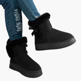 Bottes d'hiver femme style décontracté avec doublure chaude et nœud décoratif