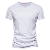 Męski Dopasowany T-shirt Okrągły Dekolt Krótki Rękaw Jednolity Kolor T-shirt | Codzienny