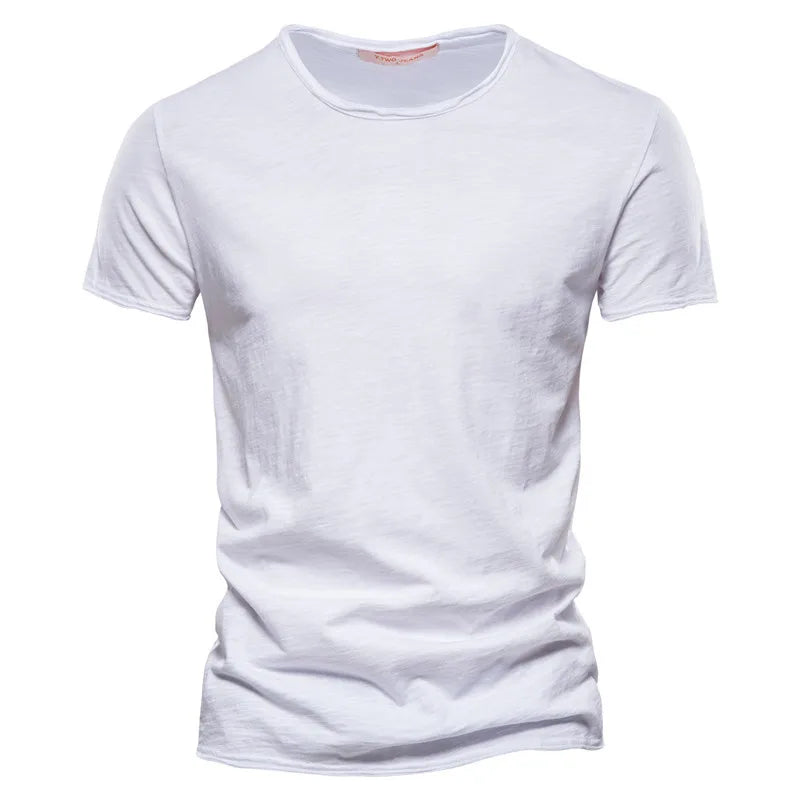 Męski Dopasowany T-shirt Okrągły Dekolt Krótki Rękaw Jednolity Kolor T-shirt | Codzienny