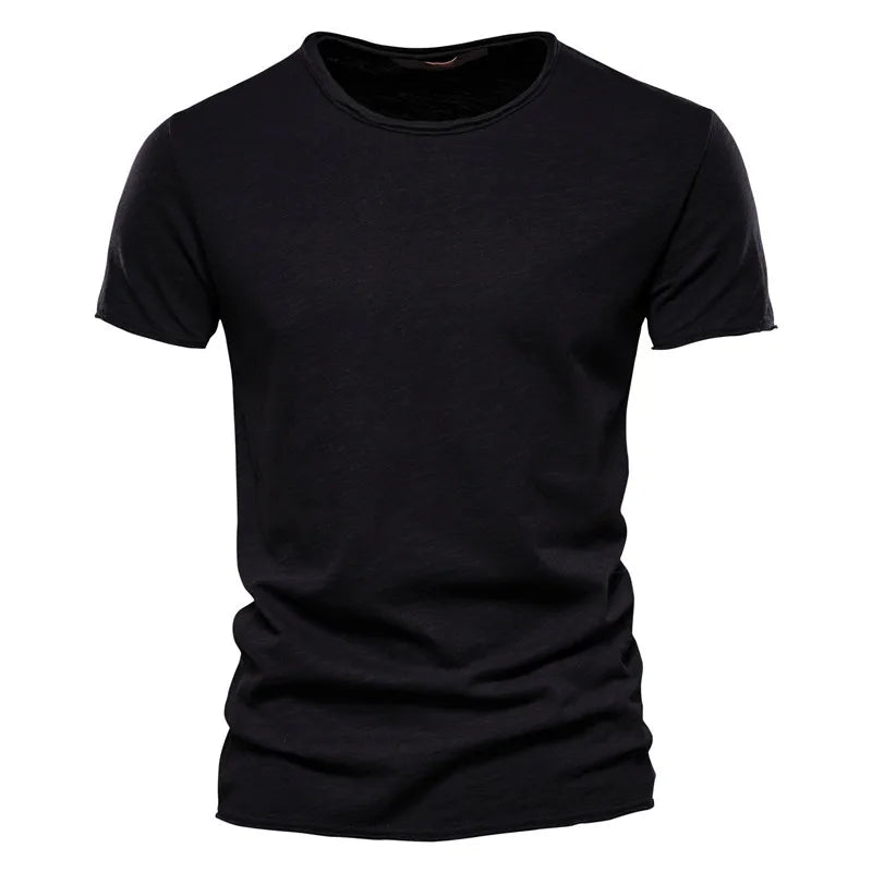 Męski Dopasowany T-shirt Okrągły Dekolt Krótki Rękaw Jednolity Kolor T-shirt | Codzienny