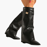 Bottes Femme Pointues à Talon Plat Style Moderne et Élégant