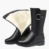 Bottes d'hiver femme à talon bloc style militaire avec doublure chaude