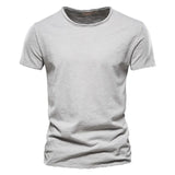 Męski Dopasowany T-shirt Okrągły Dekolt Krótki Rękaw Jednolity Kolor T-shirt | Codzienny