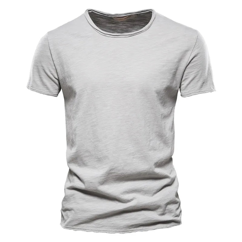 Męski Dopasowany T-shirt Okrągły Dekolt Krótki Rękaw Jednolity Kolor T-shirt | Codzienny