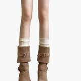 Bottes hautes à talon pour femme style décontracté avec boucles – Look tendance urbain