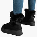 Bottes d'hiver femme style décontracté avec doublure chaude et nœud décoratif