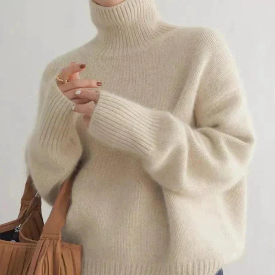 Zoey - Oversize Sweter z Wysokim Kołnierzem