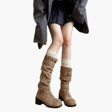 Bottes hautes à talon pour femme style décontracté avec boucles – Look tendance urbain