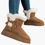 Bottes d'hiver femme style décontracté avec doublure chaude et nœud décoratif